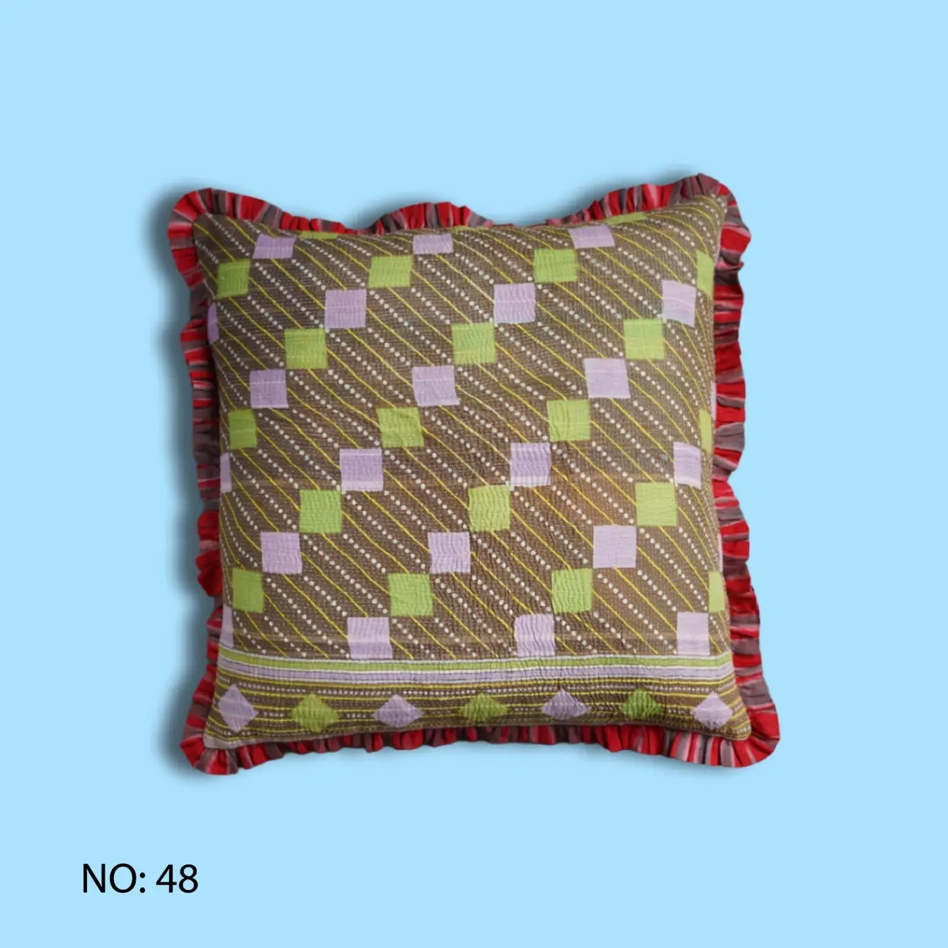 Annahmol - Wholesale Throw Pillow Cover - One of a Kind Vintage Kantha & Ikat Pillow 227