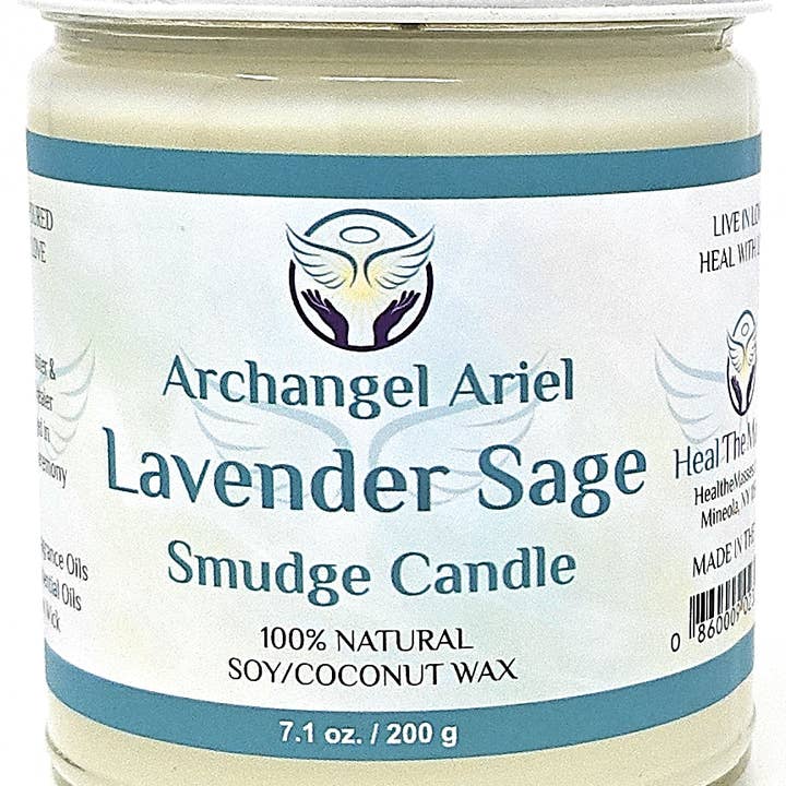 Archangel Ariel Lavender Candles for Home Chakra Healing, Sage Candles for Cleansing, White Sage Candle for cleansing house negative energy, Reiki Charged for wholesale by Heal the Masses