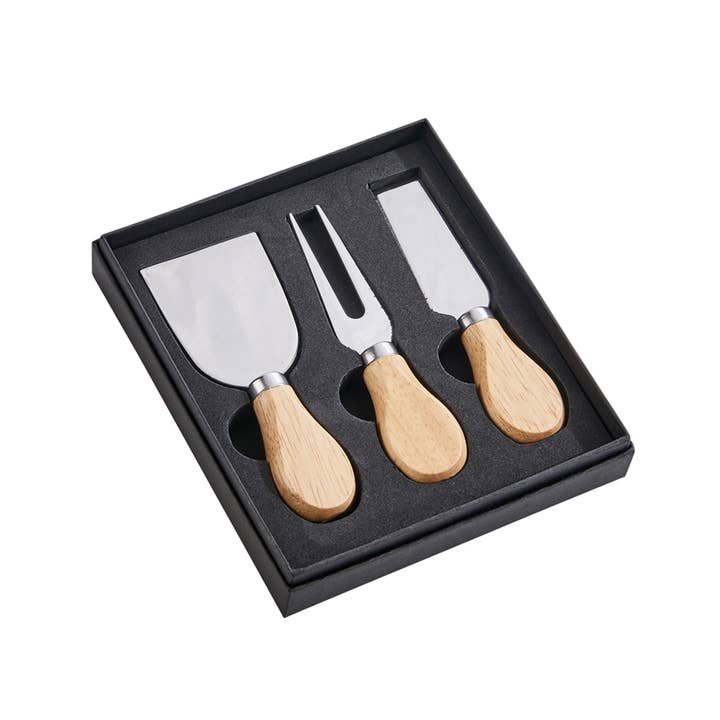 Creative Gifts International Inc. – Großhandel Käsemesser – Käsemesser-Set aus Edelstahl und Holz, 3-teilig2