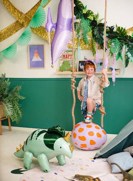Ellie's Party Supply - Wholesale Balloon - Purple & Gold Pterodactyl Foil Balloon - Dinosaur Party Centerpiece | 45x20.5 Inches4
