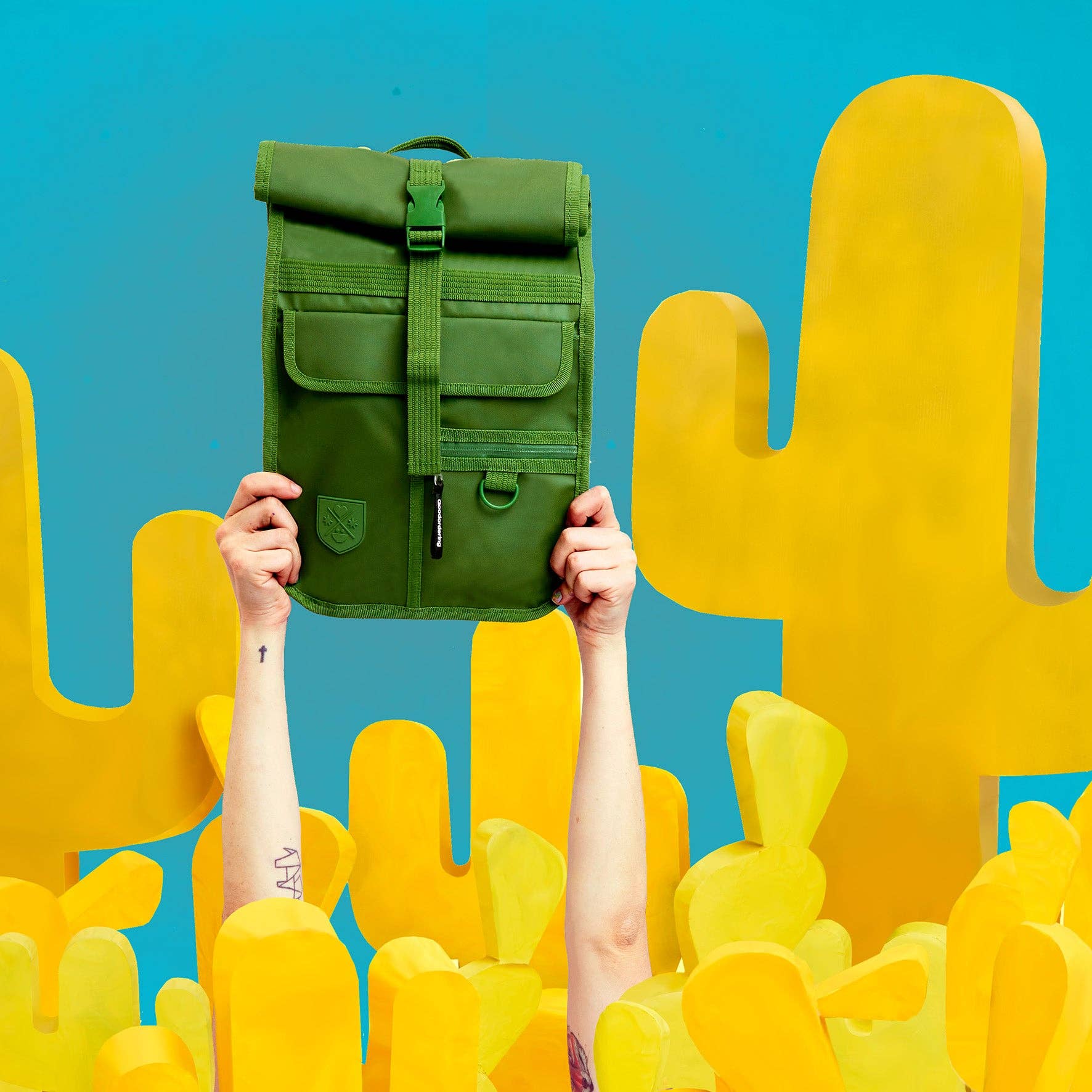 Goodordering – wholesale Backpack – Unisex – Green Mini Rolltop Backpack Eco Monochrome8