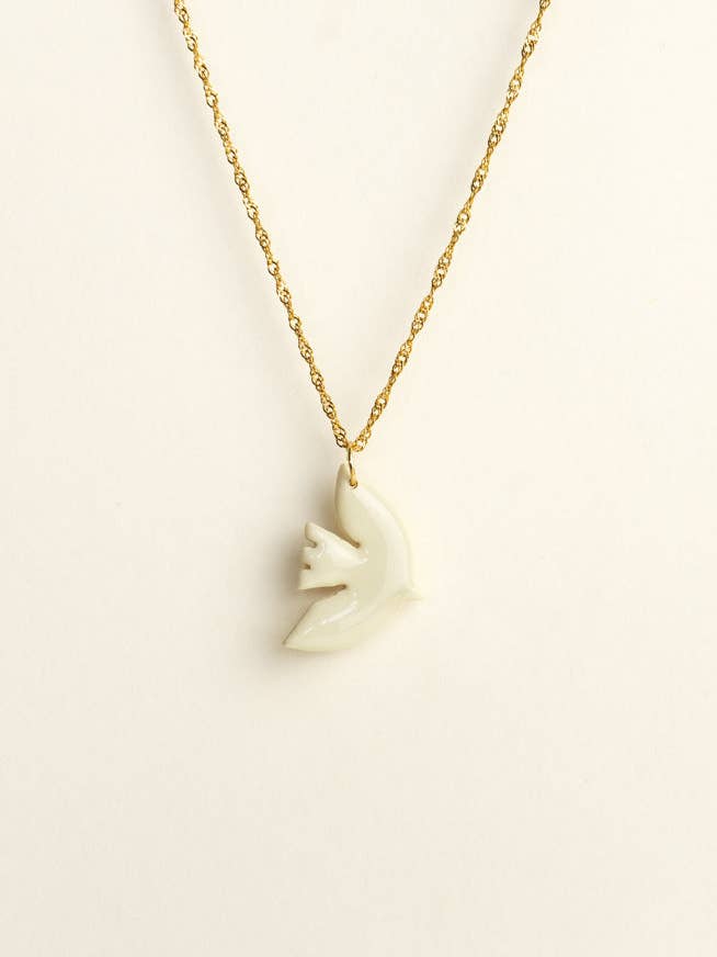 Ciondolo a forma di uccello Paloma - Avorio per la vendita all'ingrosso da parte di Van Schaaijk Studio