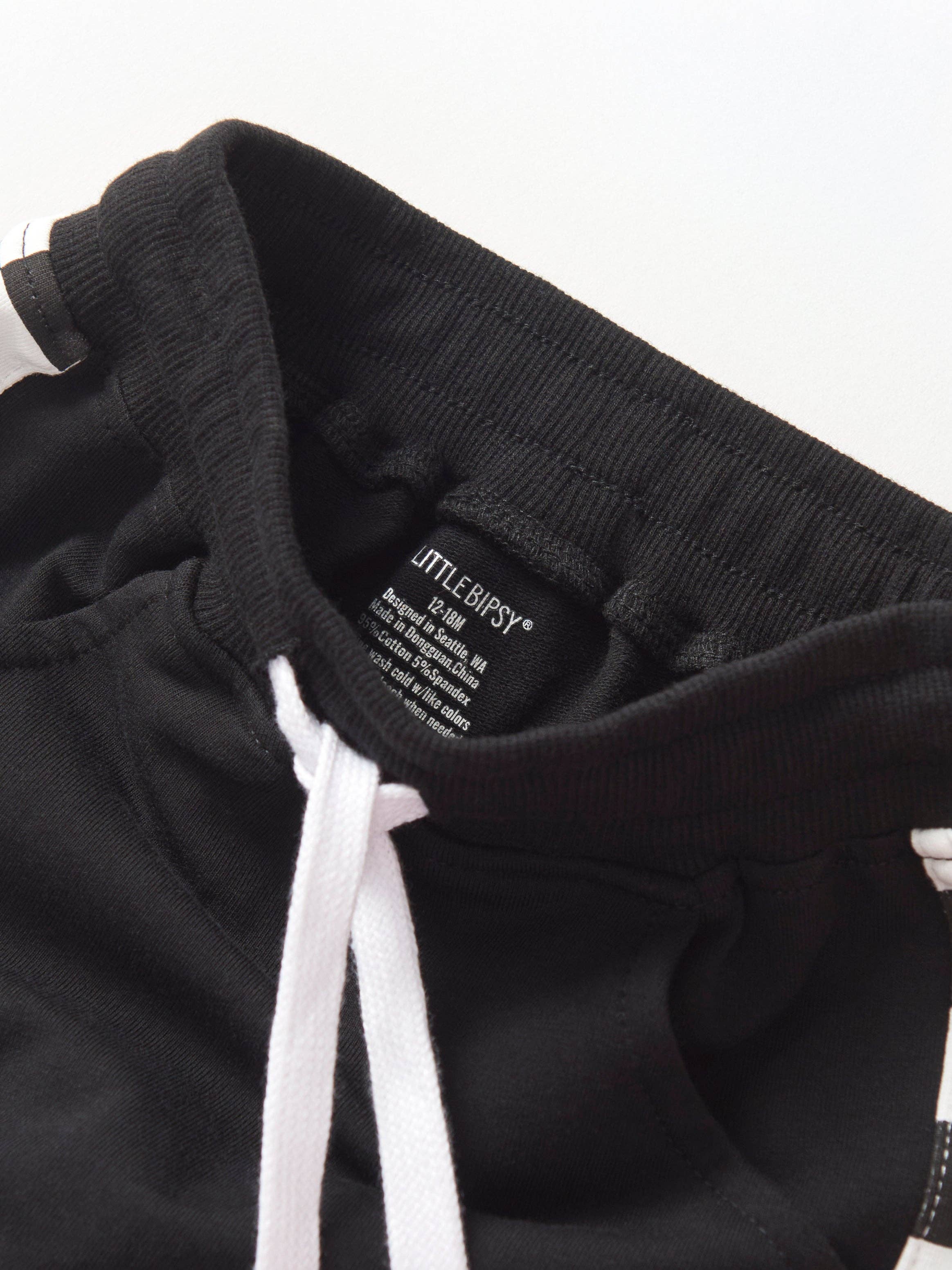 Little Bipsy - Wholesale Lounge Sweatpants/Joggers - Kids - Side Checkered Jogger - Black10