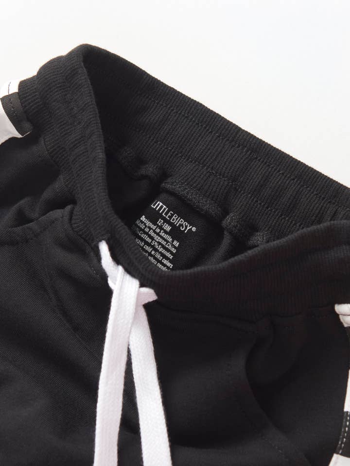 Little Bipsy - Wholesale Lounge Sweatpants/Joggers - Kids - Side Checkered Jogger - Black10