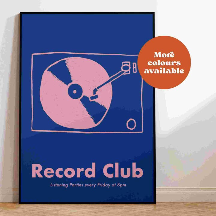 Record Club Hand-Drawn Print for wholesale by Lauren Beth Designs
