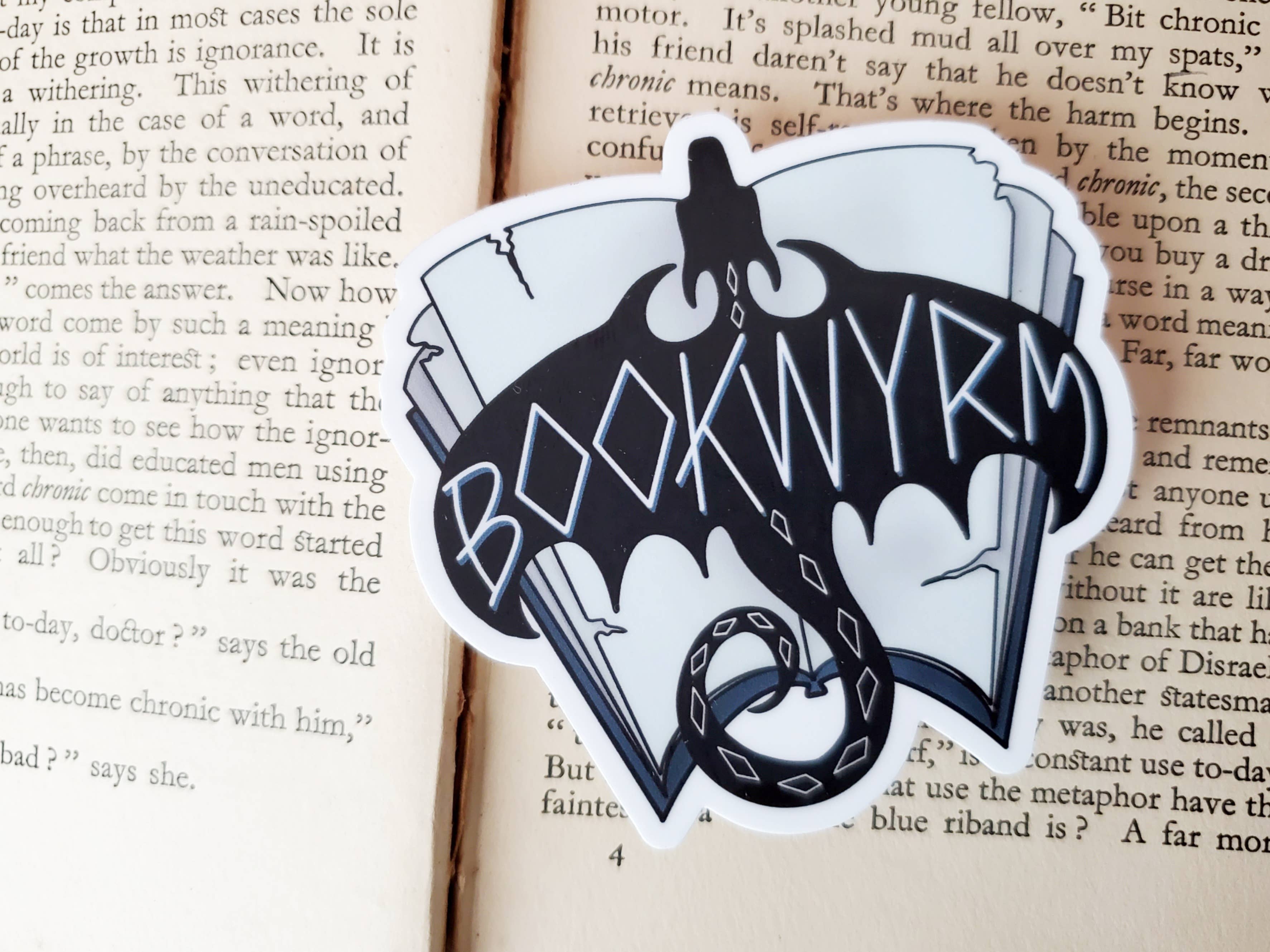 Nerd Lady Designs - Wholesale Sticker - Bookwyrm Dragon Sticker2