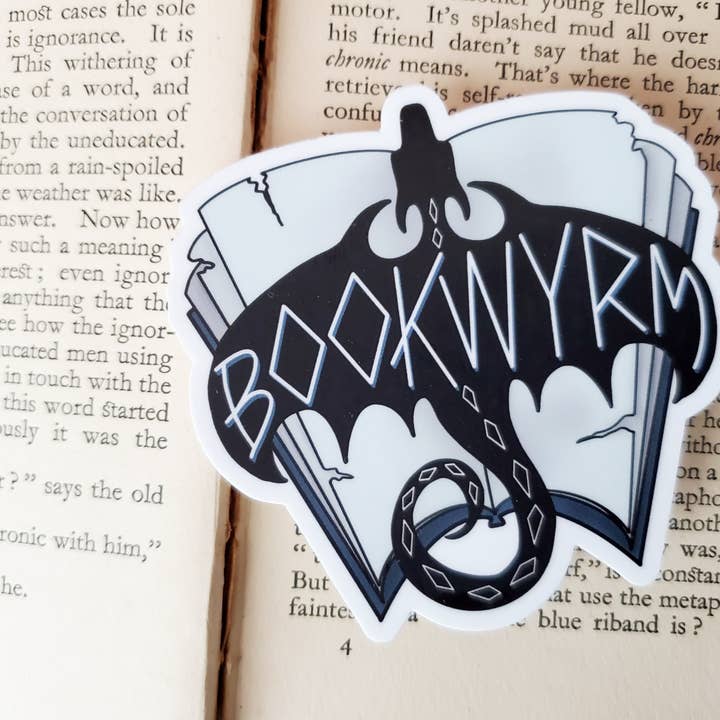 Nerd Lady Designs - Wholesale Sticker - Bookwyrm Dragon Sticker2