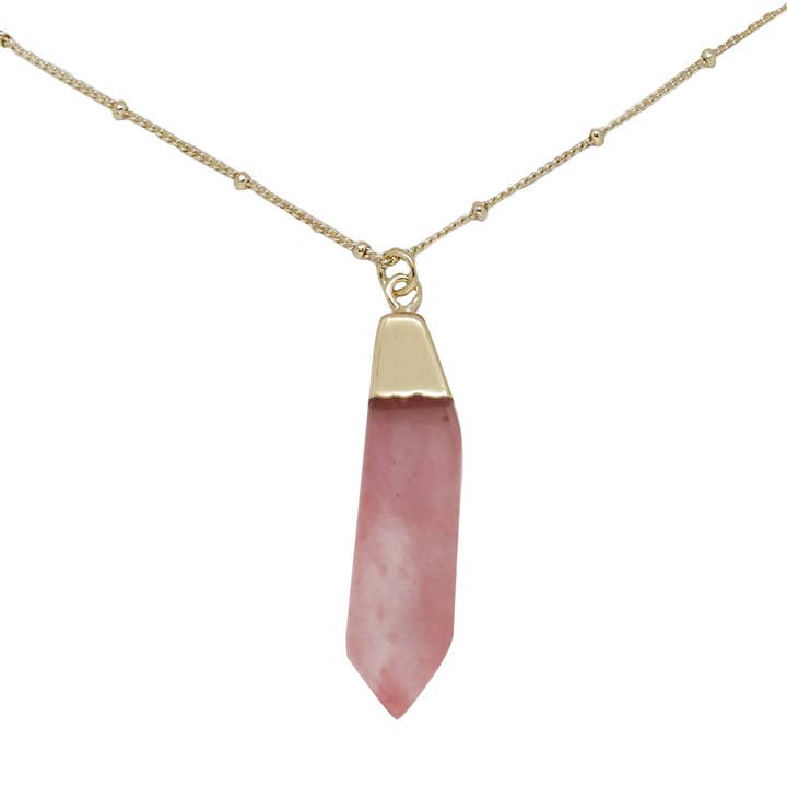 Cherry Quartz & Gold Pendant Necklace for wholesale by CHARGED