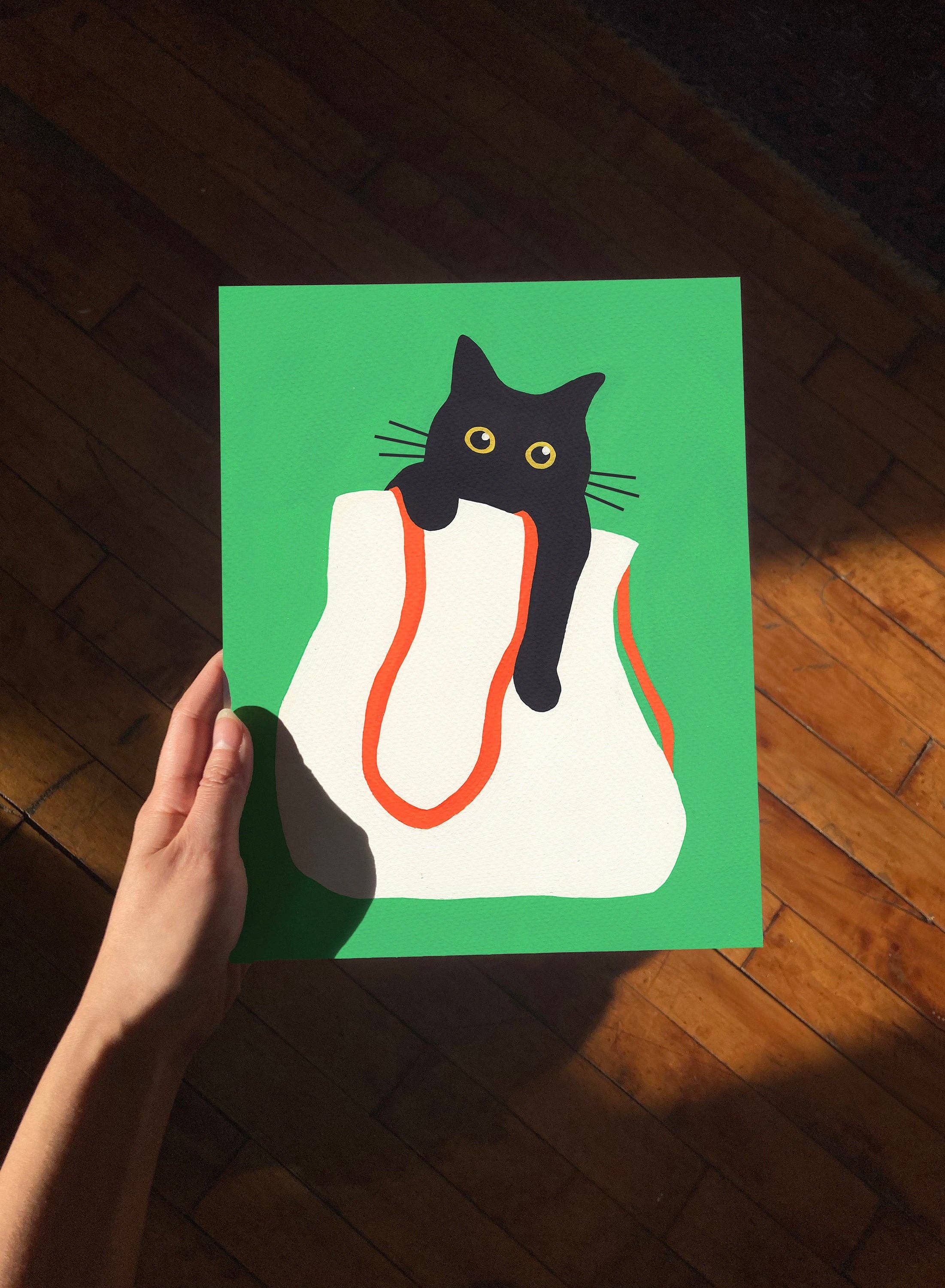 Jen Wang Studios - Wholesale Art Print - Cat in Bag Art Print4