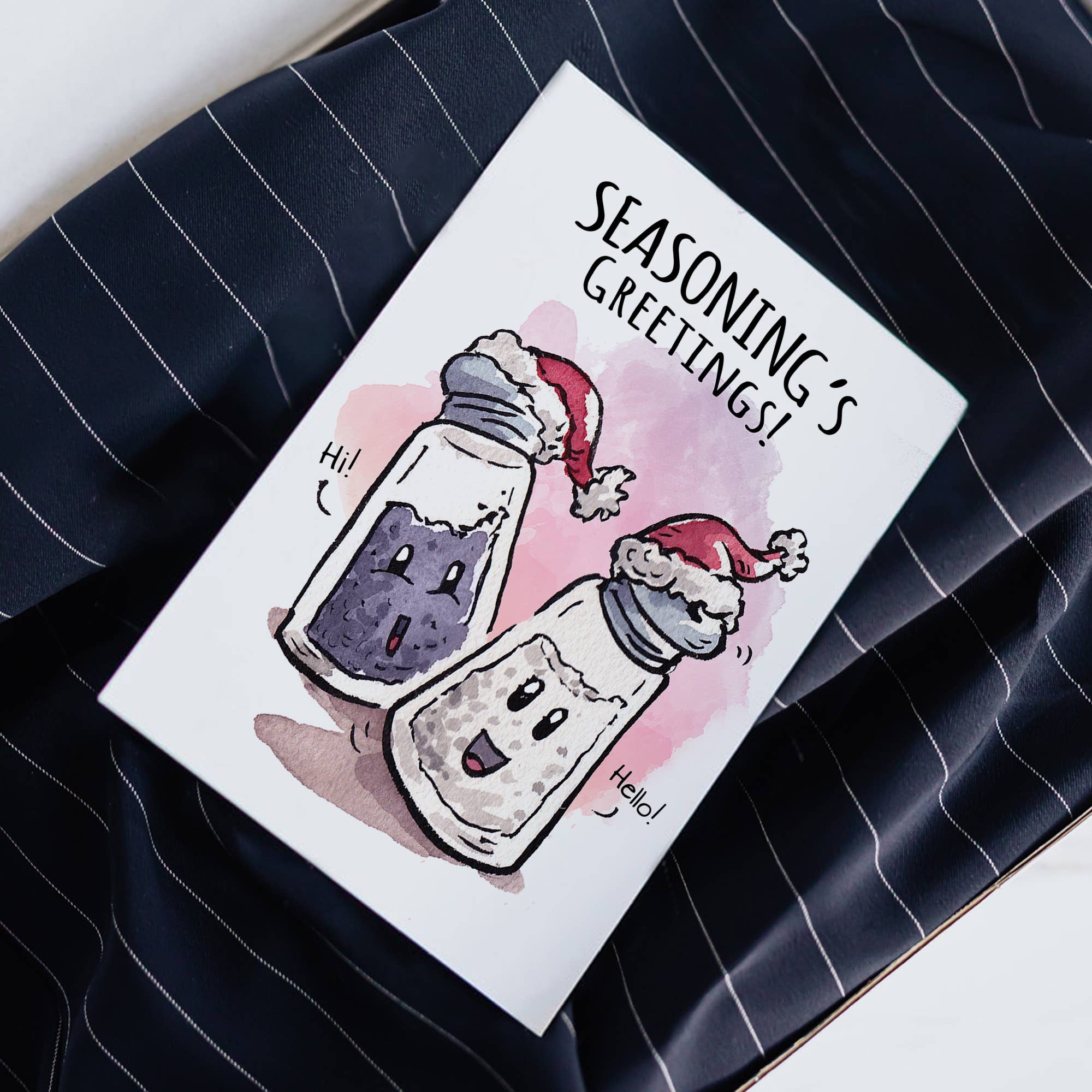 Aaron Millard Illustration - Vendita all'ingrosso Biglietti di auguri di Natale - «Seasoning's Greetings» - Biglietto natalizio carino, chef e buongustaio3