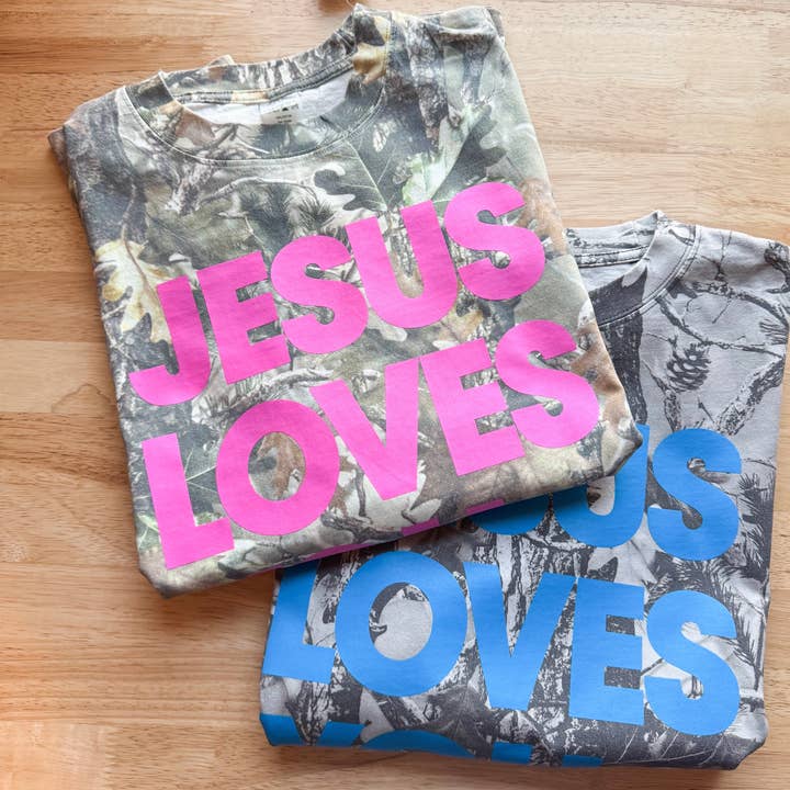 Jesus Ama-te Camiseta Camuflada - Roupa Ocidental de Primavera por atacado de Wholehearted Motherhood and Co.