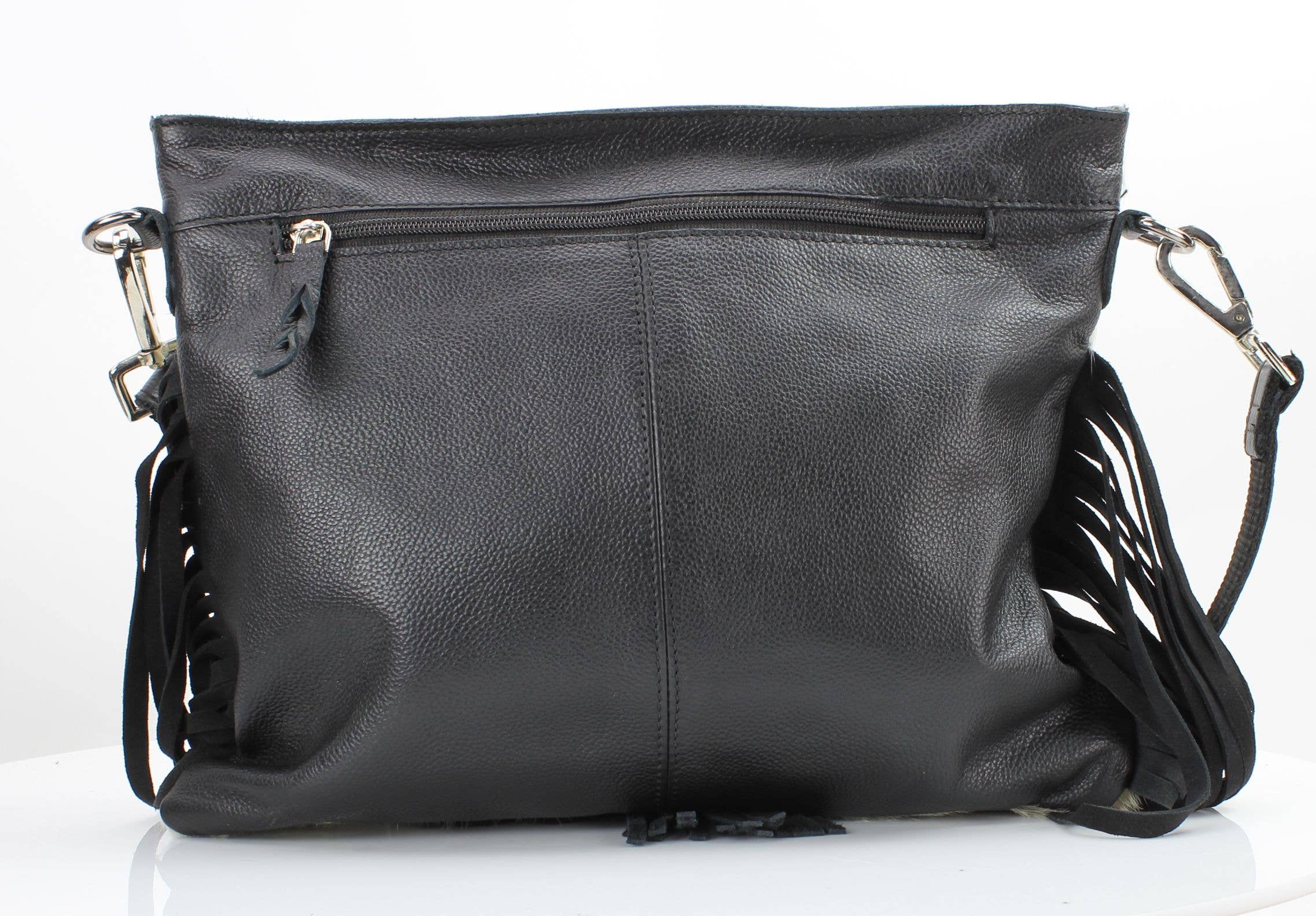 Leather Impressions Inc - Wholesale Crossbody Bag - Women's - AB Tooled Fringe HOH Zip Top Crossbody Bag #AB 240113