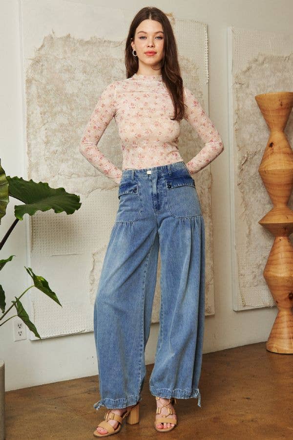 Davi & Dani – Engroshandel Strikket top - Dame – LØS SKILDPADDEHALS BLONDE MESH BLONDE GENNEMSIGTIG TOP10