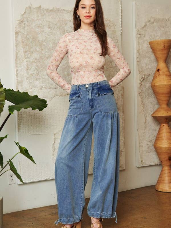 Davi & Dani - Wholesale Knit Top - Women's - LOOSE TURTLE NECK LACE MESH LACE SHEER TOP5