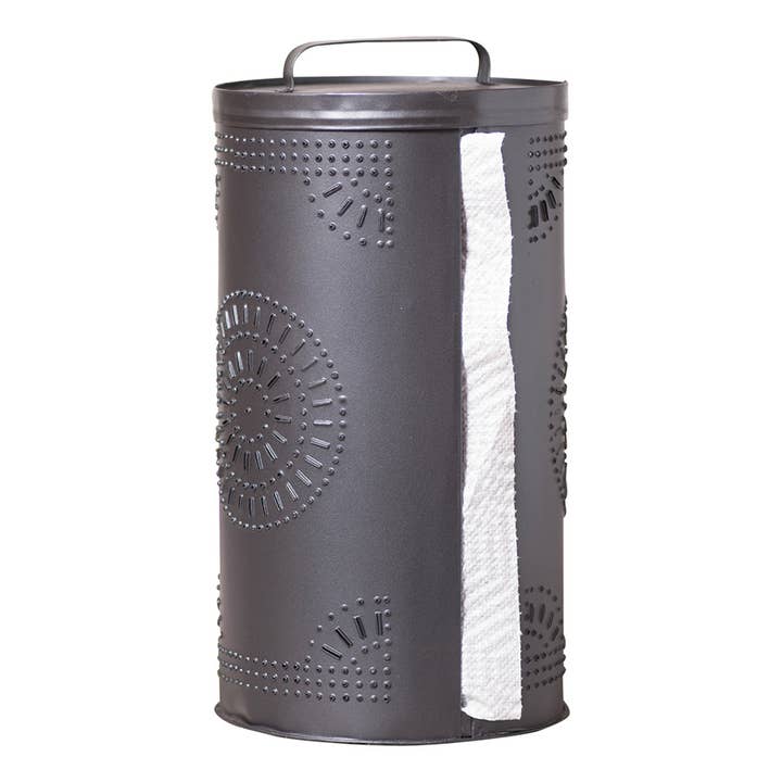 Irvin's Tinware - Wholesale Paper Towel Holder - Punched Tin Paper Towel Dispenser in Smokey Black