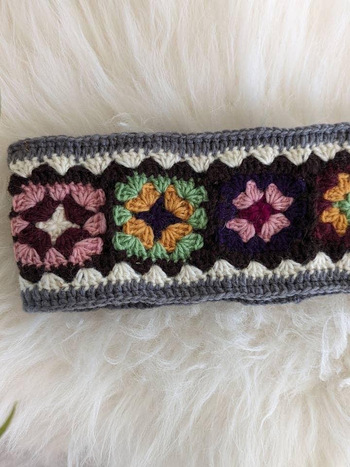 Grey - Vintage Boho Style Crocheted Headband for wholesale by Cool Trade Winds