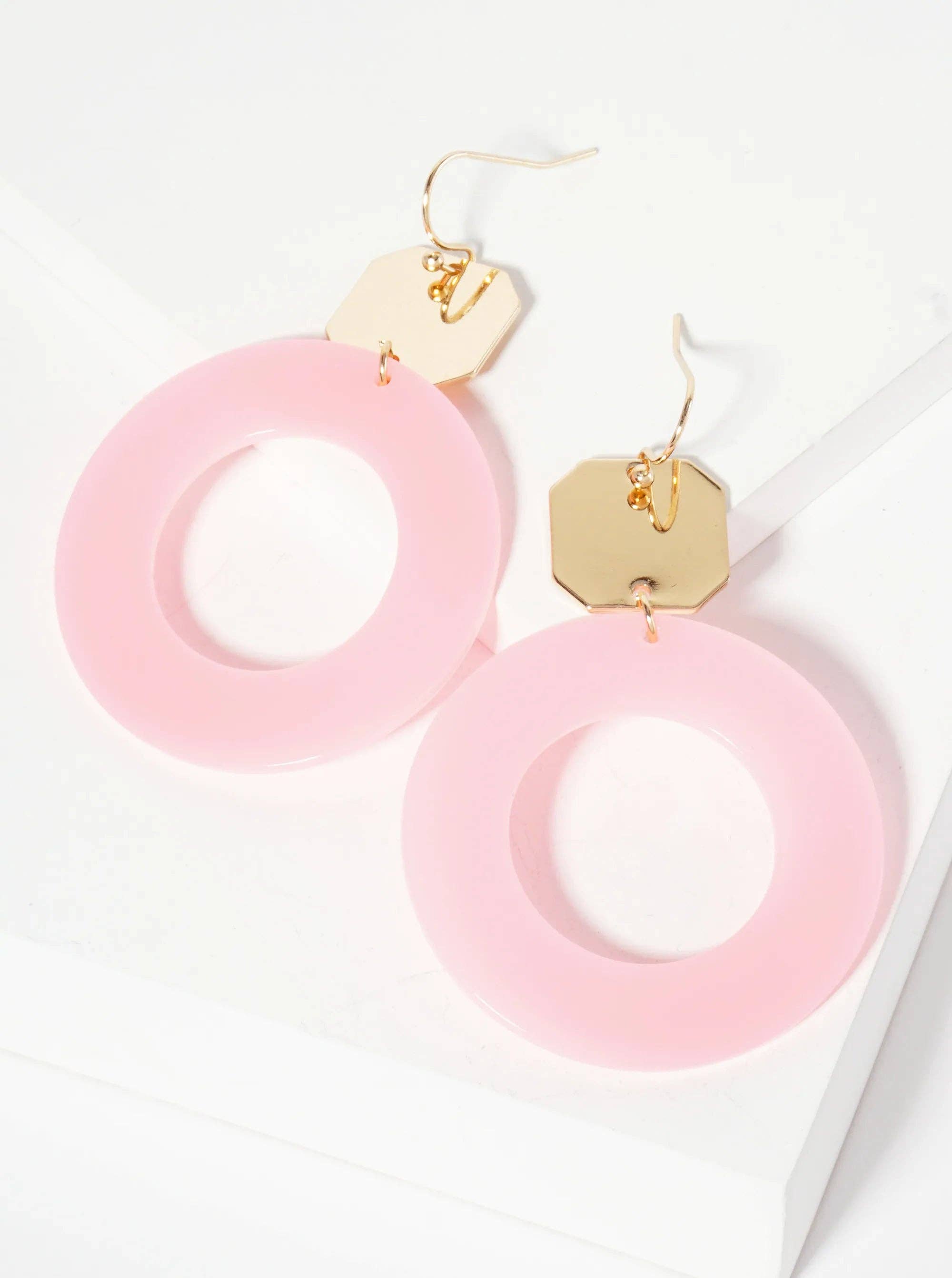 Wild Honey - Wholesale Dangle Earrings - Geometric Acetate Circle Octagon Dangle Earrings4