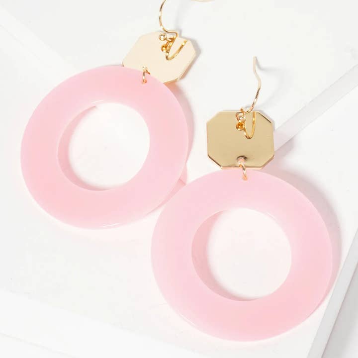 Wild Honey - Wholesale Dangle Earrings - Geometric Acetate Circle Octagon Dangle Earrings4