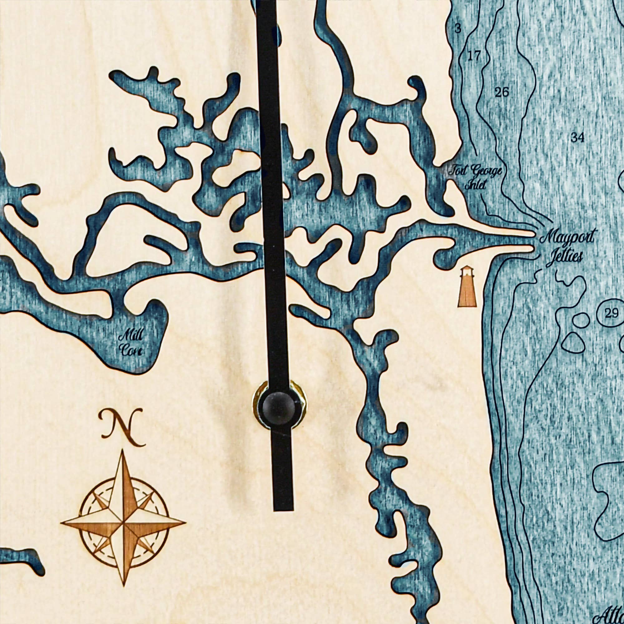 Sea & Soul Nautical Chart Art - Wholesale Wall Clock - Florida East Coast Nautical Chart Tide Clock-Many Locations130