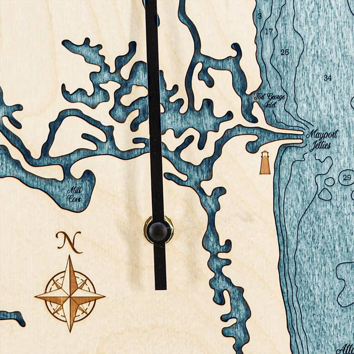 Sea & Soul Nautical Chart Art - Wholesale Wall Clock - Florida East Coast Nautical Chart Tide Clock-Many Locations130