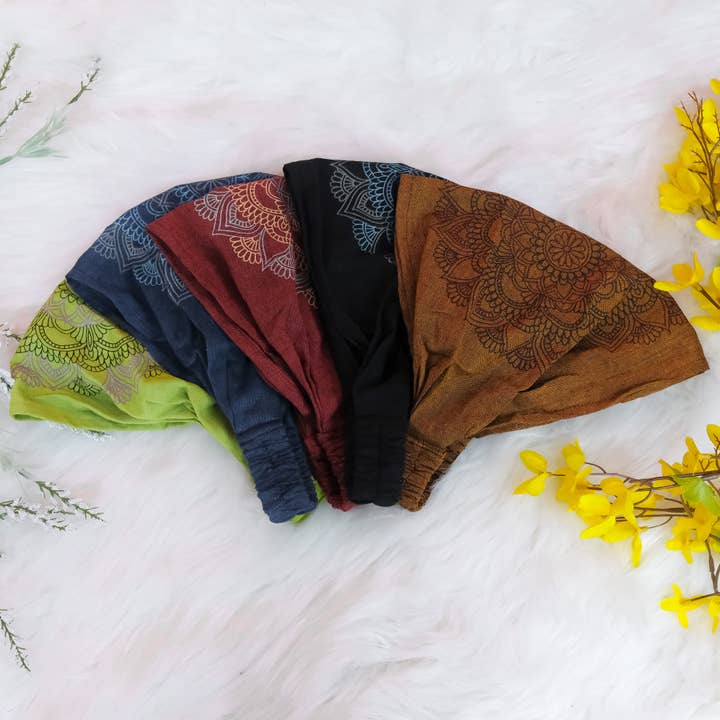 Karma Nepal Crafts - Wholesale Fashion Headband - Women's - Unisex Cotton Boho Stretchy Head Wraps