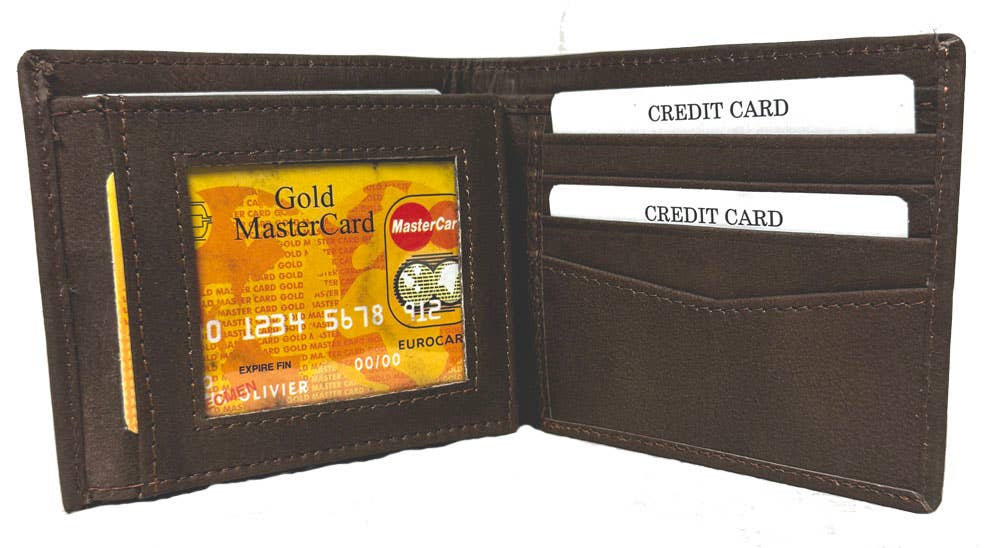 Marrón Cartera para hombre de piel de vacuno genuina #4503 de venta al por mayor en Faire1