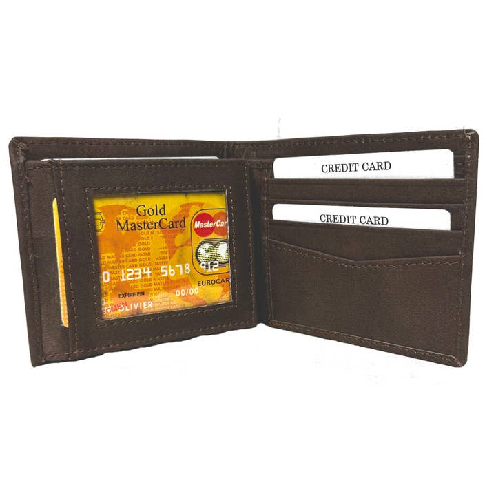 Castanho Carteira masculina em couro de vaca genuíno #4503 para venda a revendedores na Faire1