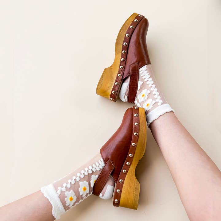 In the Garden Sheer, Breathable Glass Socks for wholesale by Leo & Lee Studio