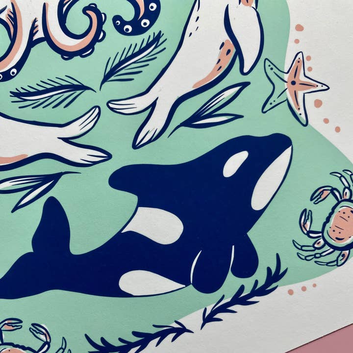 Melissa Pothier Art - Wholesale Art Print - Sea Animal Print, Pacific Northwest Creatures, Orca Art 5