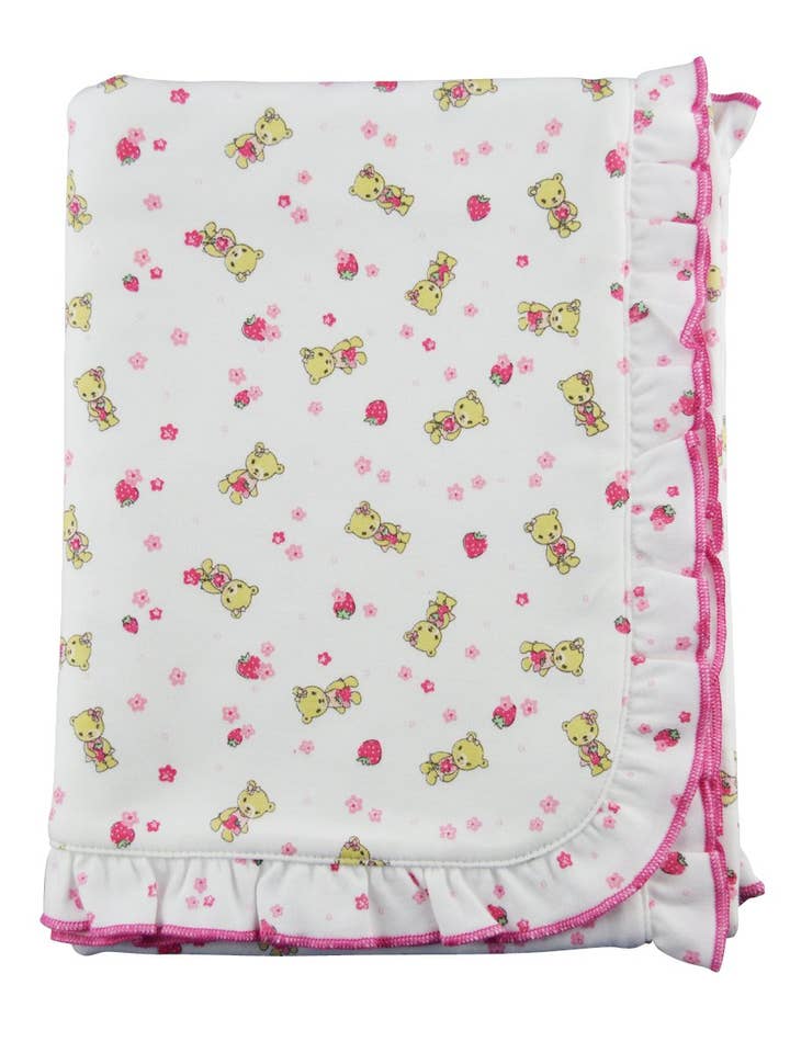 Manta de algodón Pima para bebé niña Berry Bear para venta al por mayor de Baby Threads
