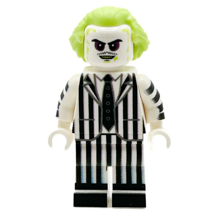 Minifig Beetlejuice fabriqué avec des pièces LEGO pour la vente par B3 Customs