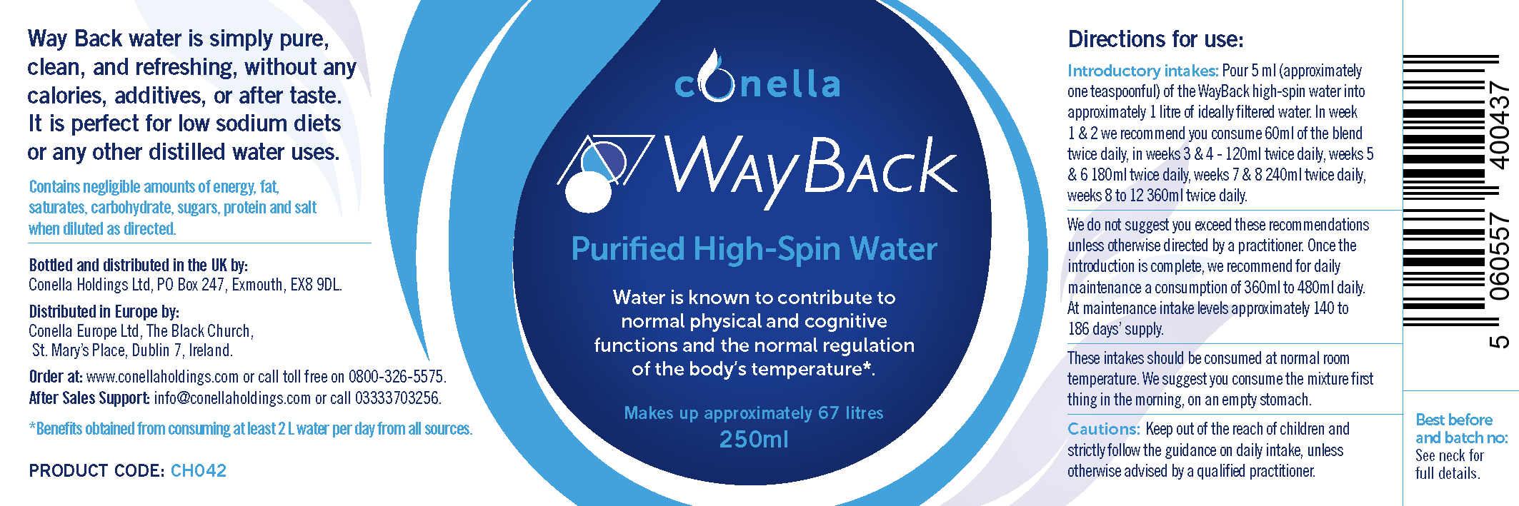 Conella – wholesale Still water – Wayback - High Spin Water 250ml2