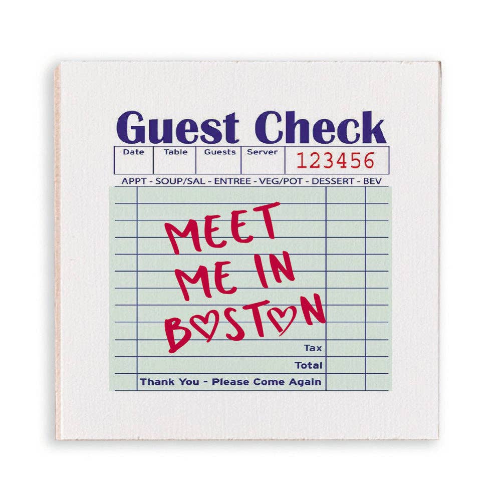 Rustic Marlin - Wholesale Magnet - Guest Check Meet me in Boston Magnet