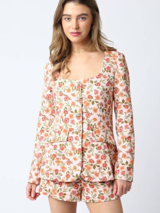 Jackie Blumen-Strampler für den Großhandel von Olivaceous