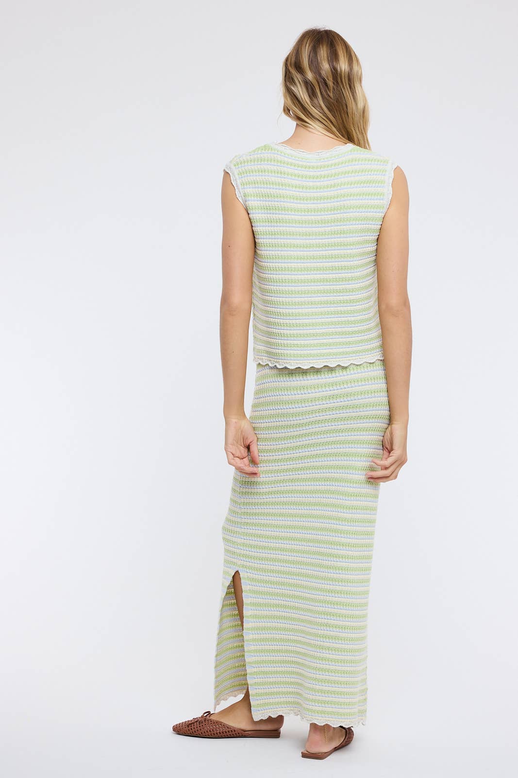 Wishlist Apparel - Wholesale Top & Skirt Set - Women's - MULTICOLOR STRIPED VEST AND SKIRT SET / WL25-116132