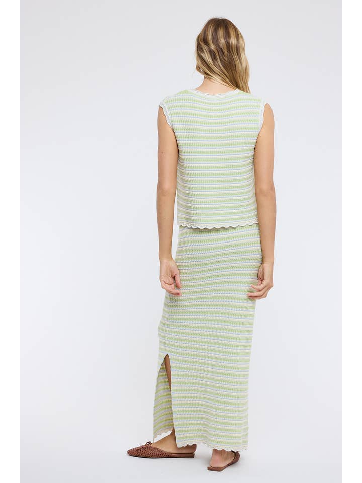 Wishlist Apparel - Wholesale Top & Skirt Set - Women's - MULTICOLOR STRIPED VEST AND SKIRT SET / WL25-116132