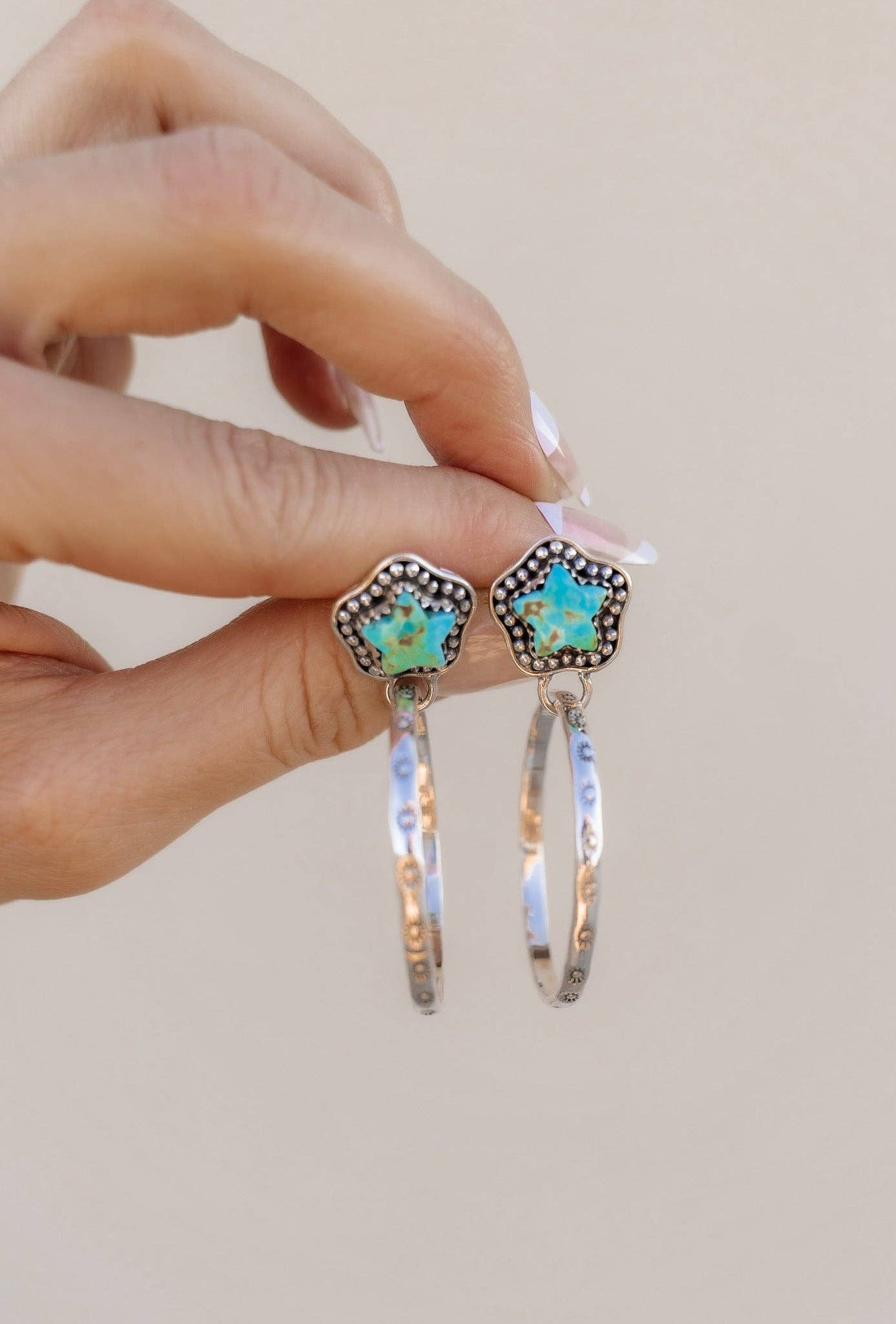 Krush Kandy - Wholesale Hoop Earrings - Star Stamped Hoop Sterling Silver Stone Earring | PREORDER NOW OPEN2