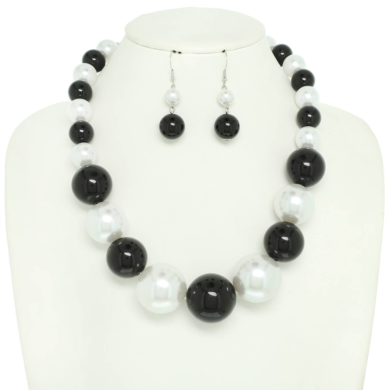 SP Sophia Collection - Wholesale Jewelry Set - Pearl Large Bead Statement Necklace Earring Set 5