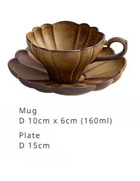 Gohobi Handmade Stoneware Floral Shaped Coffee Mug Brown for wholesale on Faire6