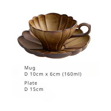 Gohobi Handmade Stoneware Floral Shaped Coffee Mug Brown for wholesale on Faire6