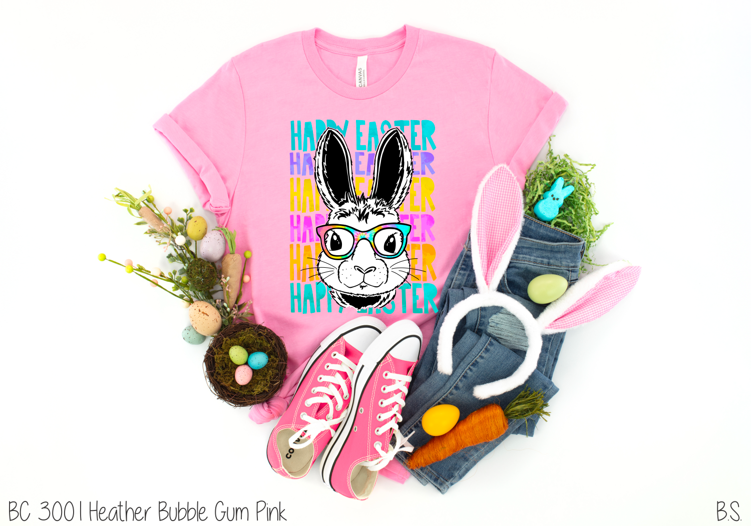 Bama Screens - Wholesale Sublimation Transfer - Tie Dye Glasses Easter Bunny #BS12712