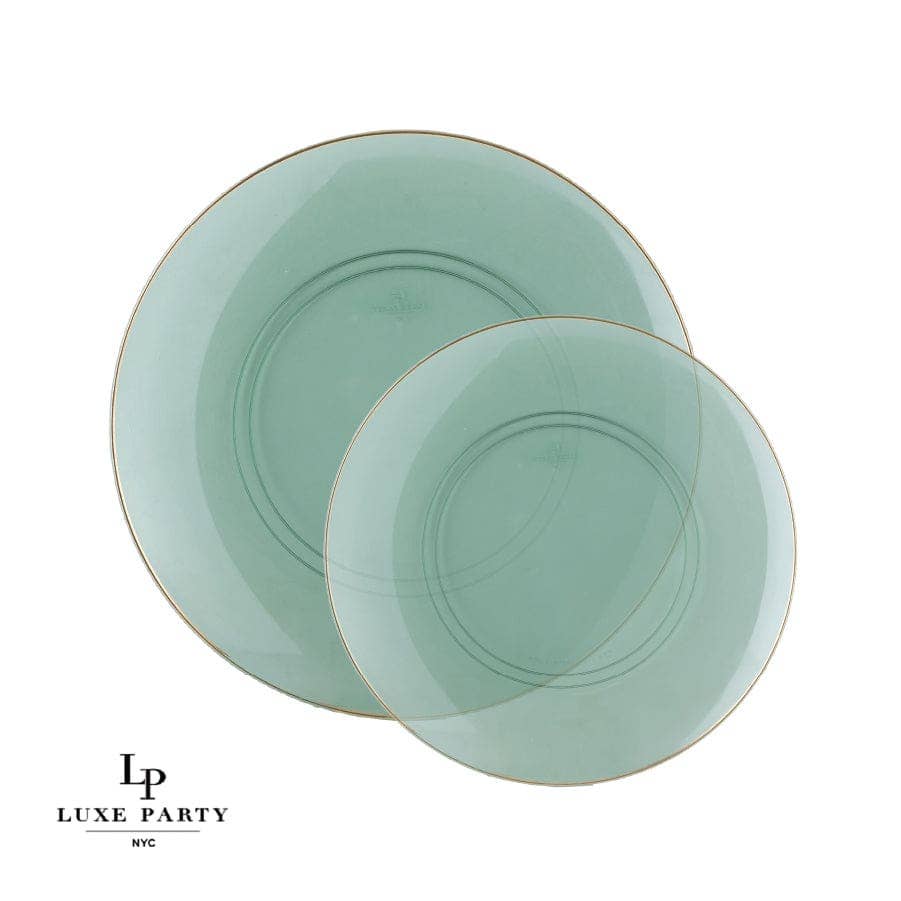 Luxe Party - Wholesale Disposable Plate - Round Green • Gold Plastic Plates | 10 Pack2