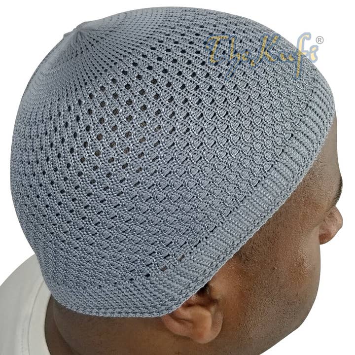 IndoMode - Wholesale Beanie - Men's - Gray Muslim Open Weave Nylon Kufi Skull Cap4
