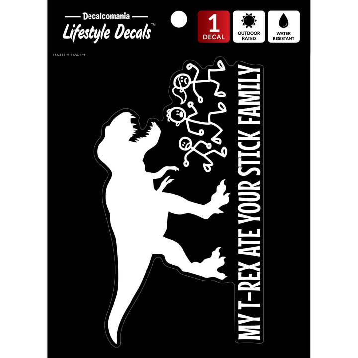 My T-Rex Ate Your Stick Family Car Sticker Decal for wholesale by Decalcomania