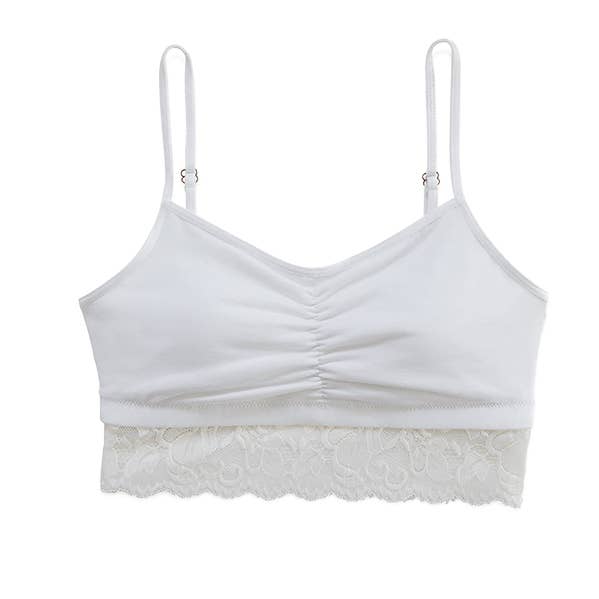 Astrid Jersey Bralette with Lace, White for wholesale by Everviolet