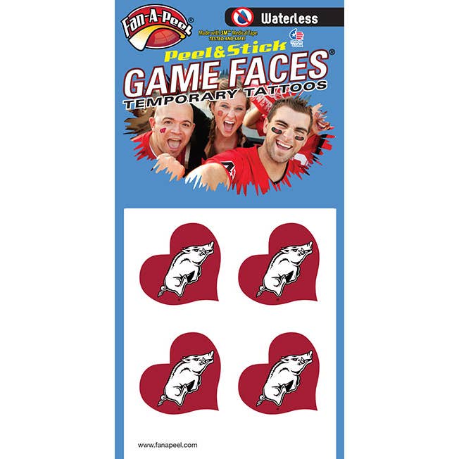 Temporäre Tattoos von Arkansas Game Faces® für den Großhandel von Fanapeel / Gamefaces