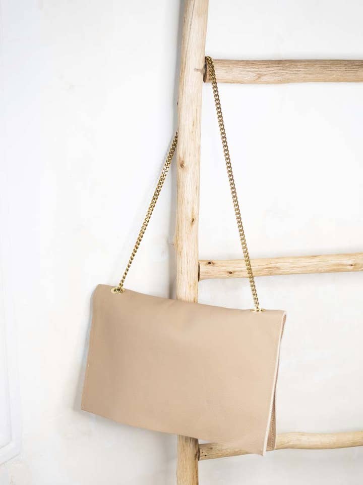 100% kalveskind ruskind mulepose - Elisa Beige for engroshandel hos Marli