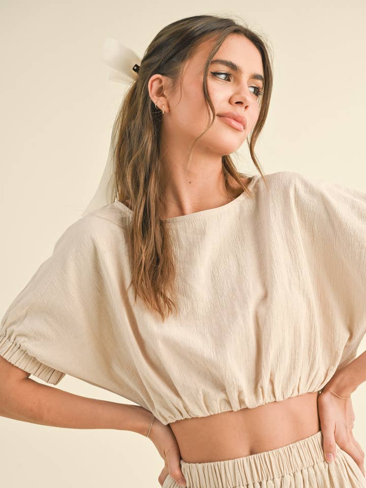 MMT998 BOAT NECK SHORT TOP for wholesale by MIOU MUSE