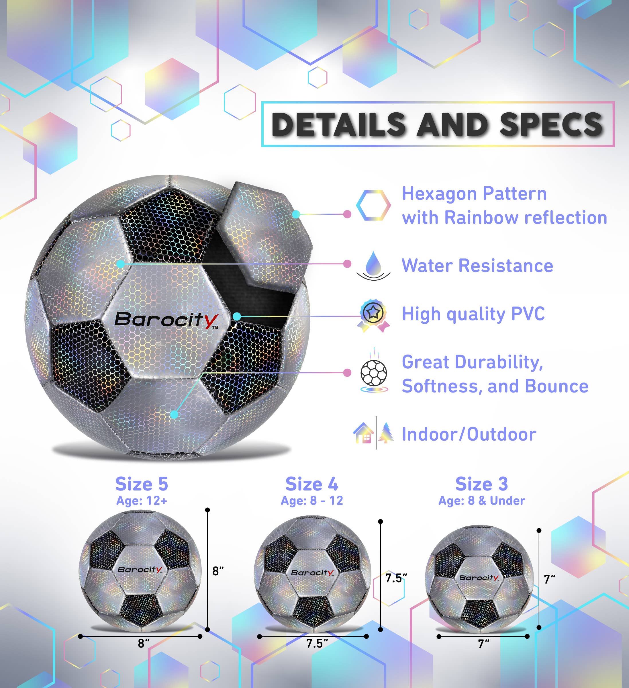 Cota Global - Wholesale Sports ball - Soccer Ball - Classic Black & Silver Modern Pattern - Size 51