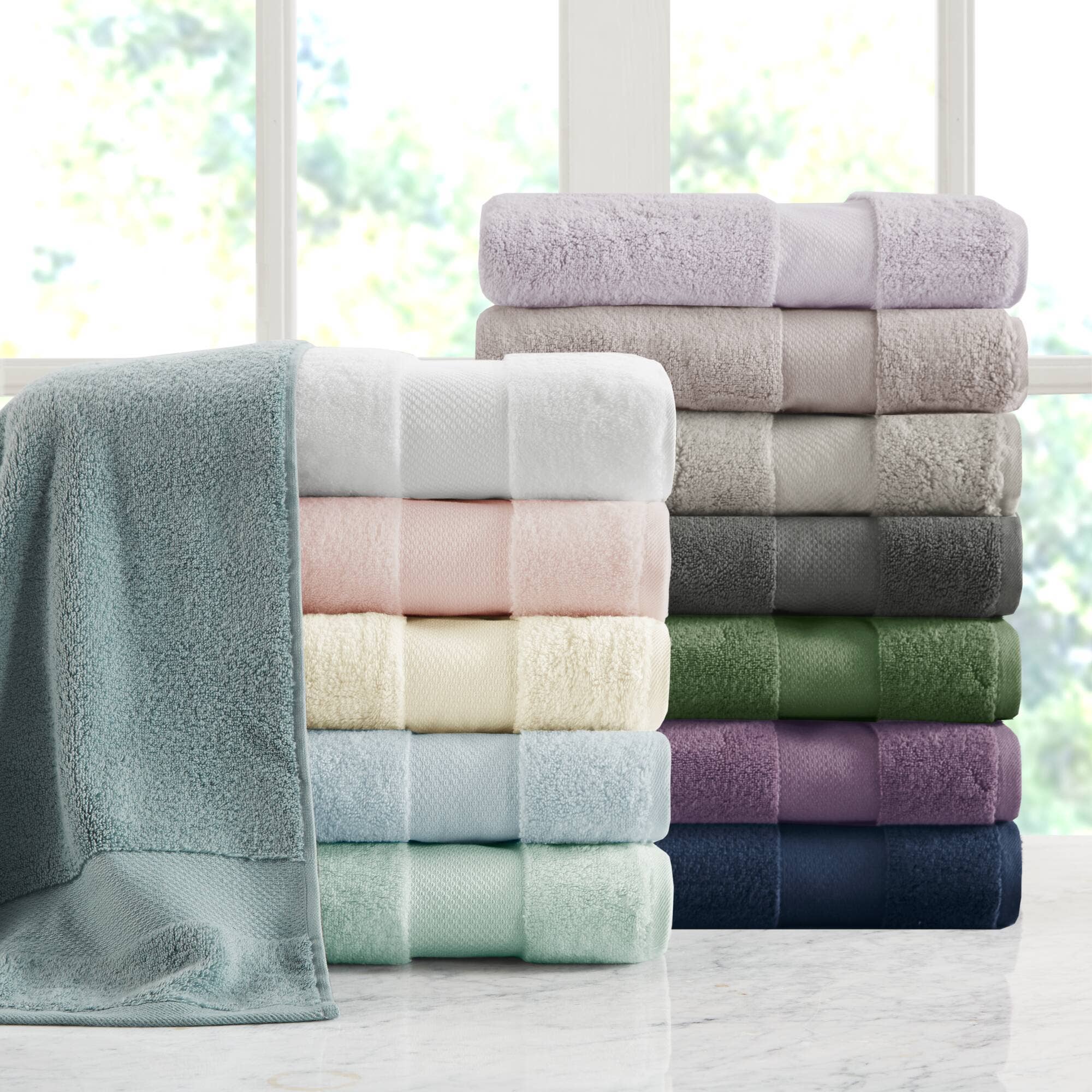 Olliix - Vente Ensembles de serviettes - Ensemble de serviettes de bain 6 pièces en coton turc, Seafoam5